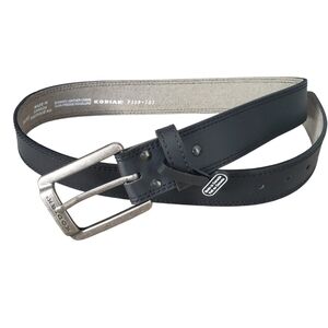 NEW Kodiak Black Leather Belt Rugged Look Brushed Buckle